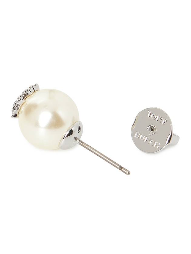 Kira Pearl Stud Earrings Silver White - TORY BURCH - BALAAN 5