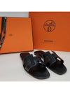 Oran Calfskin Slippers Noir Piqures Ecrues Black - HERMES - BALAAN 5