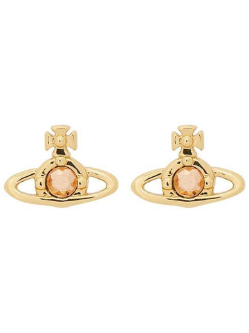 Nano Solitaire Crystal Earrings Gold - VIVIENNE WESTWOOD - BALAAN 1