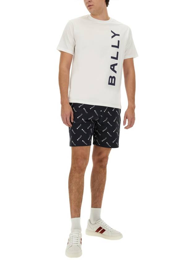 Logo Print Short Sleeve T-Shirt White - BALLY - BALAAN 3