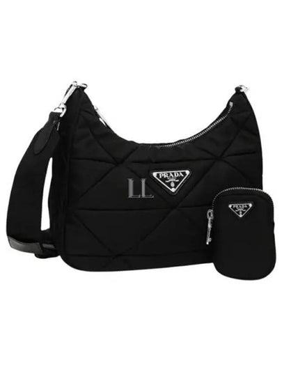 Triangle Logo Re-nylon Paddde Hobo Cross Bag Black - PRADA - BALAAN 2