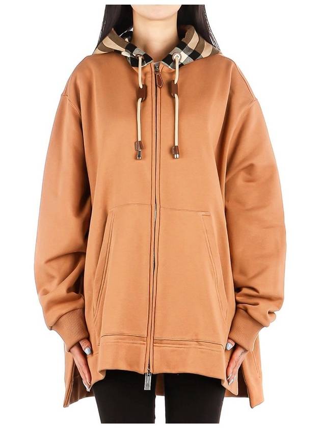 Cotton Check Hooded Zip-Up Camel - BURBERRY - BALAAN 2