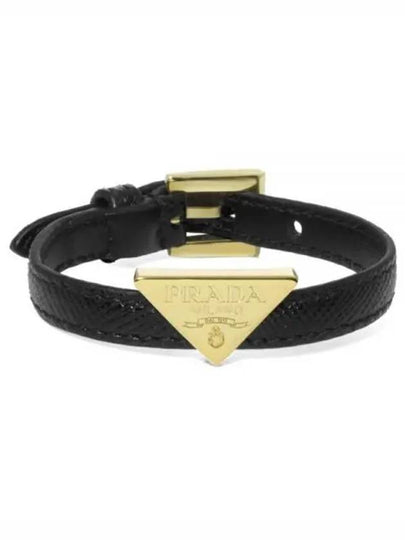 Saffiano Triangle Logo Bracelet Black - PRADA - BALAAN 2