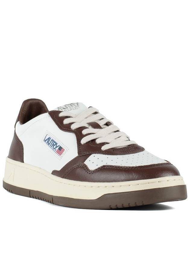 Autry Medalist Low Two-Tone Chestnut And White Leather Sneakers - AUTRY - BALAAN 3