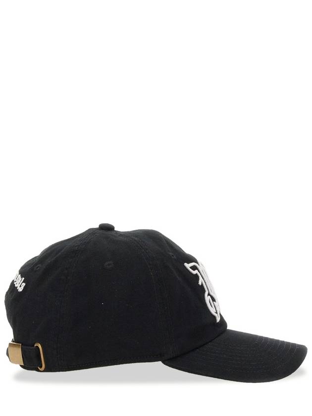 Embroidered Monogram Base Ball Cap Black - PALM ANGELS - BALAAN 4