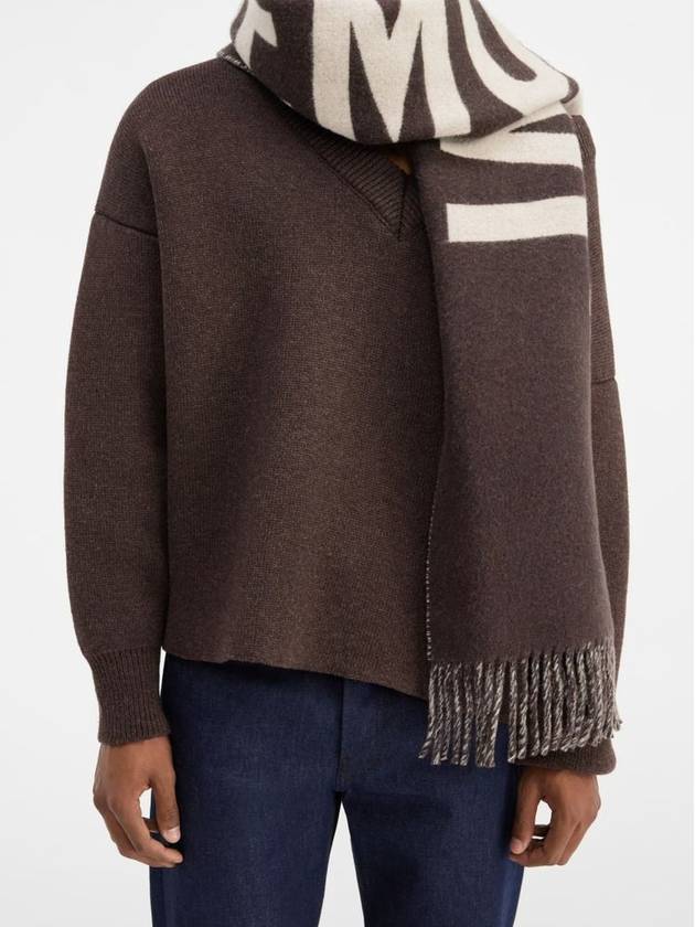 Lecharpe Fringe Logo Virgin Wool Muffler Brown - JACQUEMUS - BALAAN 7