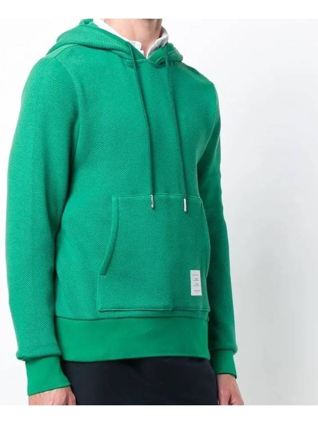 4 Bar Honeycomb Pique Cotton Hoodie Green - THOM BROWNE - BALAAN 4