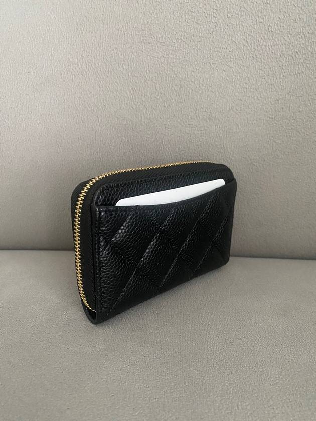 Classic Zipped Coin Purse Grained Calfskin & Gold Black - CHANEL - BALAAN 7