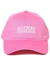 Software Heavy Embroidered Logo Cotton Ball Cap Pink - GANNI - BALAAN 4