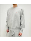 Cotton Heart Logo Sweatshirt Grey - AMI - BALAAN 3