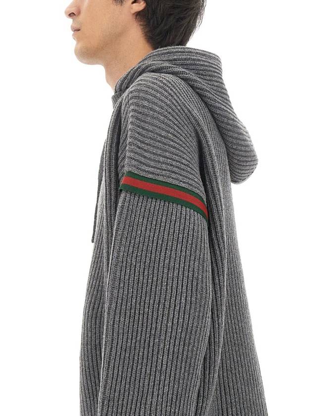 Wool Cashmere Hoodie Grey - GUCCI - BALAAN 5