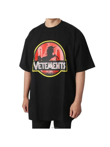 Wild Unicorn Cotton Short Sleeve T-Shirt Black - VETEMENTS - BALAAN 1