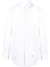 Oxford Grosgrain Placket Cotton Long Sleeve Shirt White - THOM BROWNE - BALAAN 3