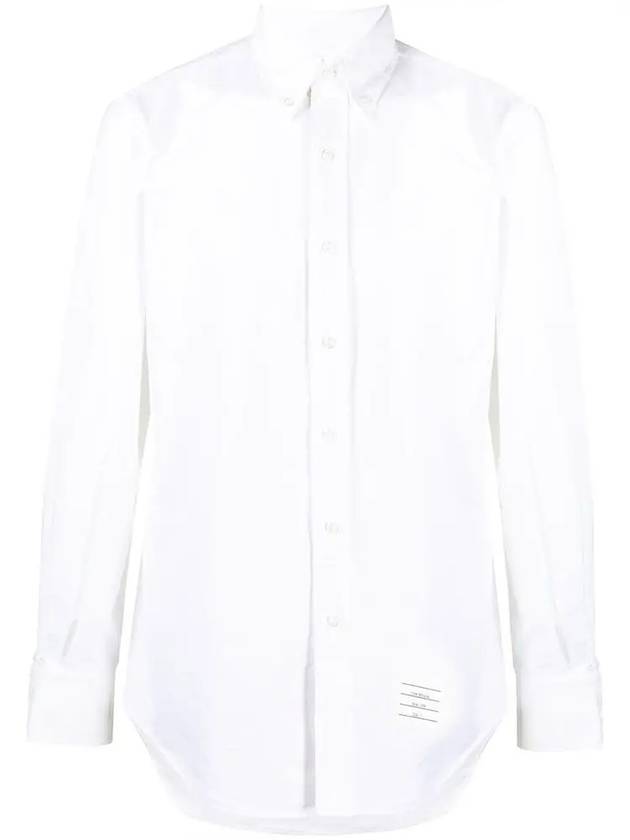 Oxford Grosgrain Placket Cotton Long Sleeve Shirt White - THOM BROWNE - BALAAN 3