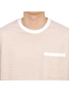 Striped Pocket Cotton Oversized Short Sleeve T-Shirt Orange - THOM BROWNE - BALAAN 6