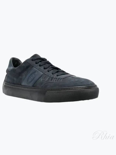 Embossing Logo Suede Low Top Sneakers Navy - TOD'S - BALAAN 2