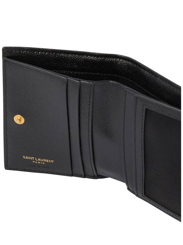 Cassandre Matelasse Grain De Poudre Embossed Leather Half Wallet Black - SAINT LAURENT - BALAAN 3