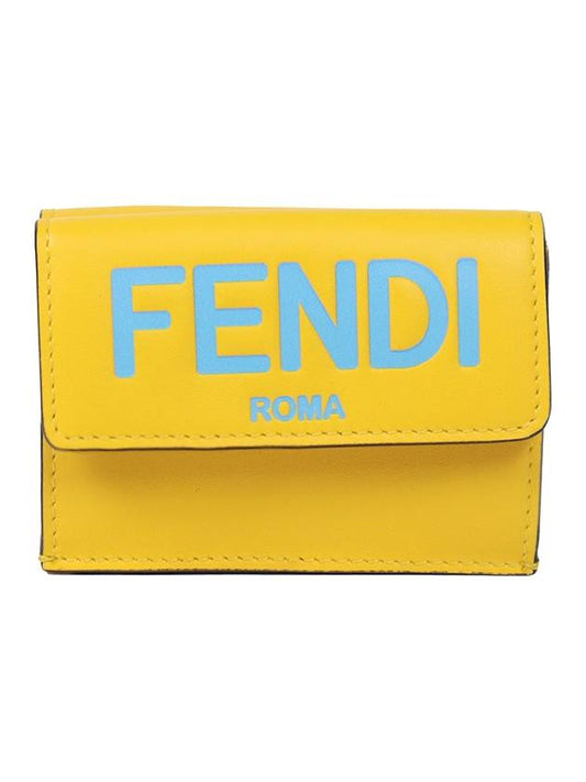 logo leather halfwallet yellow - FENDI - BALAAN.