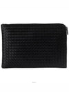 Intrecciato Weaving Zipper Clutch Bag Black - BOTTEGA VENETA - BALAAN 2