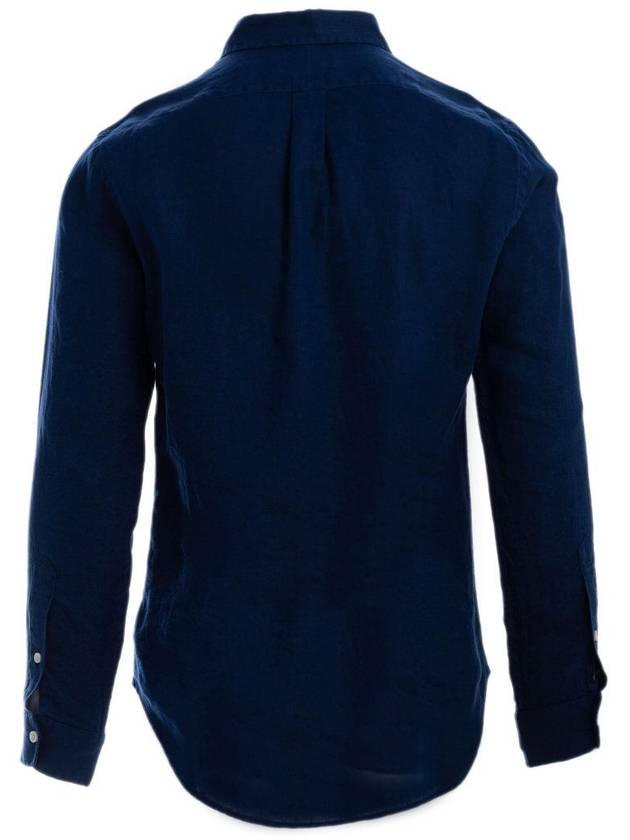 Pony Embroidered Linen Long Sleeve Shirt Navy - POLO RALPH LAUREN - BALAAN 3