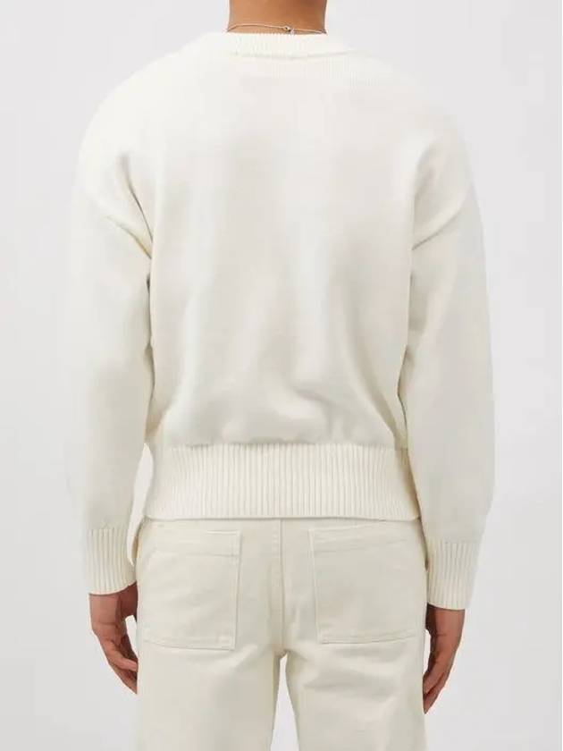 Big Heart Logo Wool Knit Top White - AMI - BALAAN 6