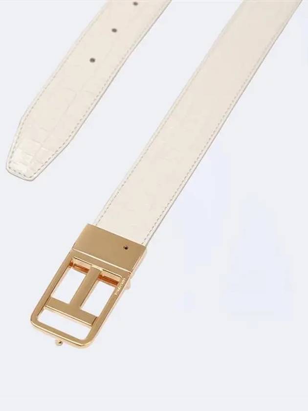 Crocodile Reversible Belt White Gold Plated - TOM FORD - BALAAN.