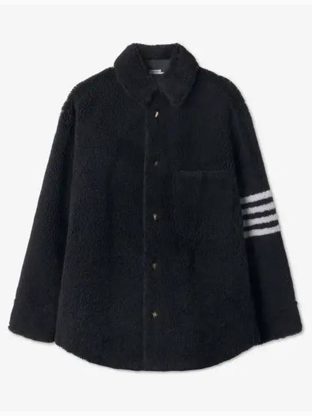 Men's 4 Bar Shearling Oversized Jacket Navy - THOM BROWNE - BALAAN 2