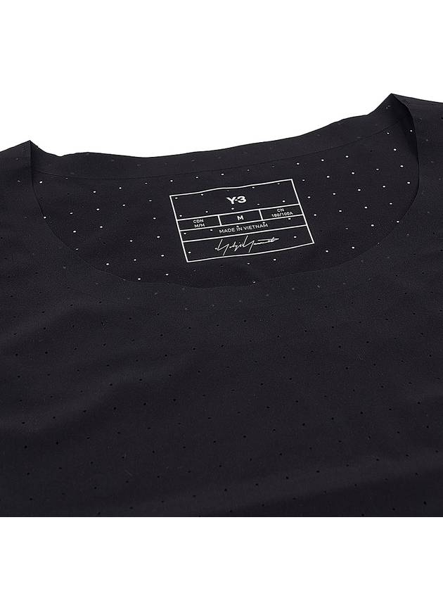 Logo Print Perforated Short Sleeve T-Shirt Black - Y-3 - BALAAN 7