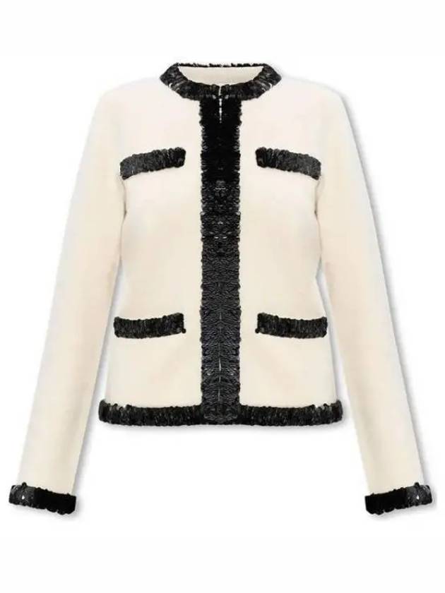 Kendra Wool Sequin Cardigan White - TORY BURCH - BALAAN 2