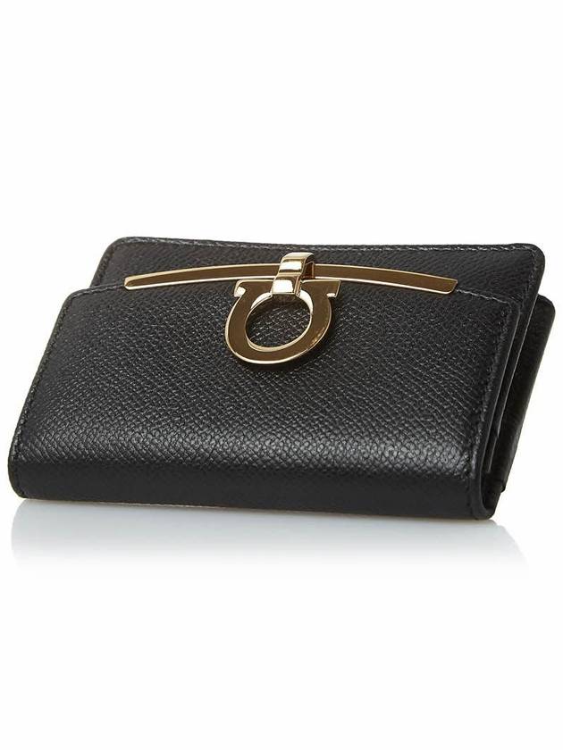 Gancini Calfskin Card Wallet Black - SALVATORE FERRAGAMO - BALAAN 6