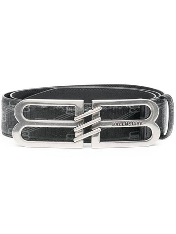 BB Signature Monogram Canvas Leather Belt Black - BALENCIAGA - BALAAN 1