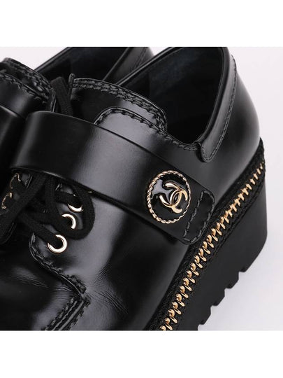 CC logo black lace up women s loafers - CHANEL - BALAAN 2