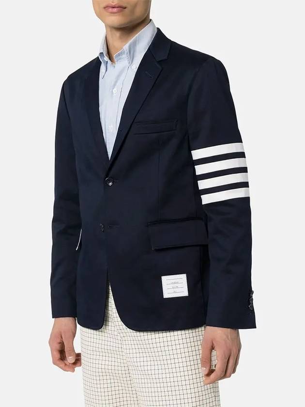 4 Bar Armband Cotton Blazer Jacket Navy - THOM BROWNE - BALAAN 2