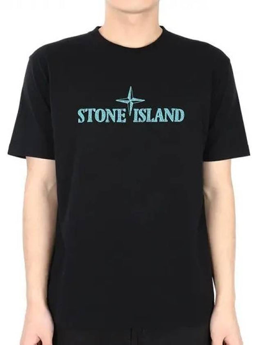 Stitches Two Embroidery Short Sleeve T-Shirt Black - STONE ISLAND - BALAAN 2