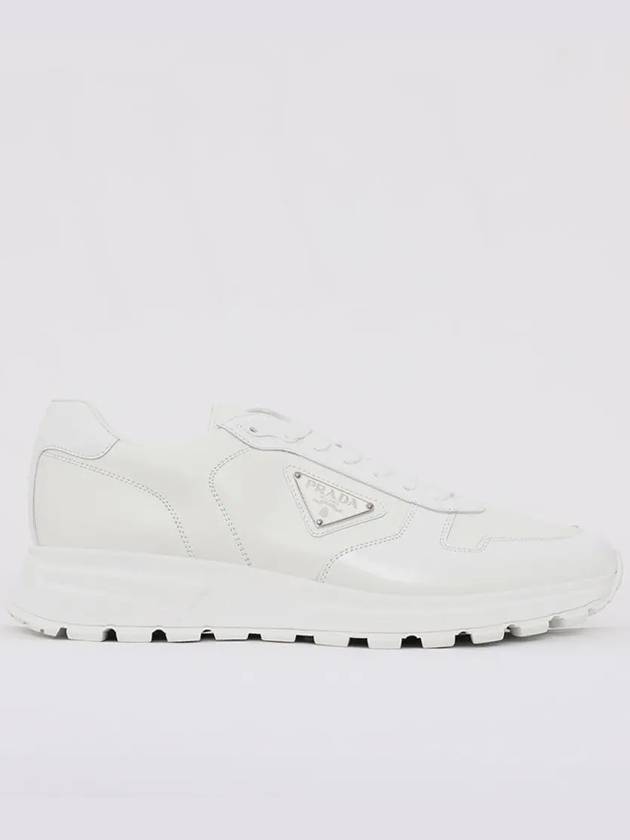 Triangle Logo Leather Low-Top Sneakers White - PRADA - BALAAN 4