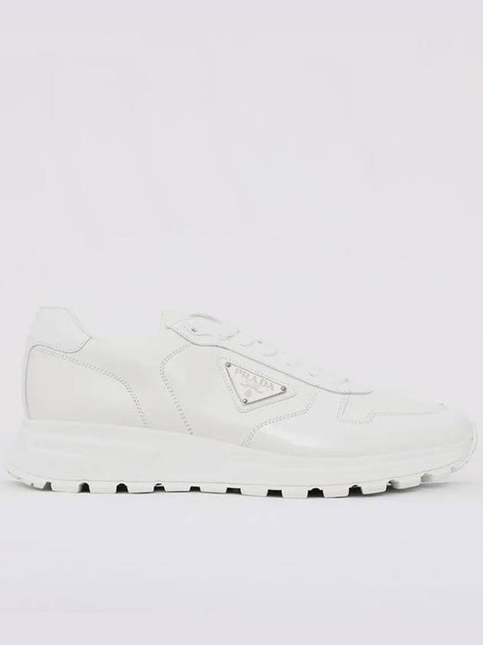 Triangle Logo Leather Low Top Sneakers White - PRADA - BALAAN 2