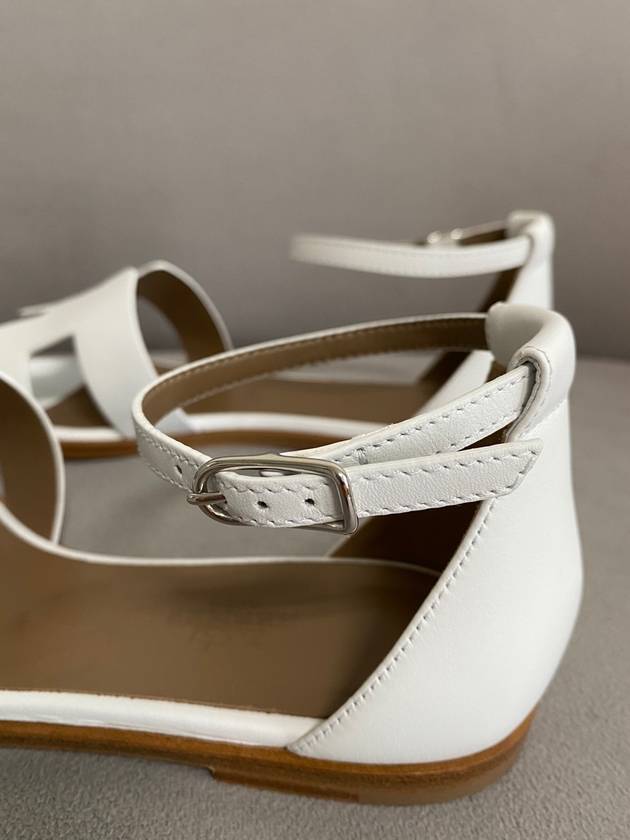 Santorini Calfskin Sandals Blanc - HERMES - BALAAN 5