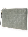 FF Logo Flat Large Clutch Bag Grey - FENDI - BALAAN 3