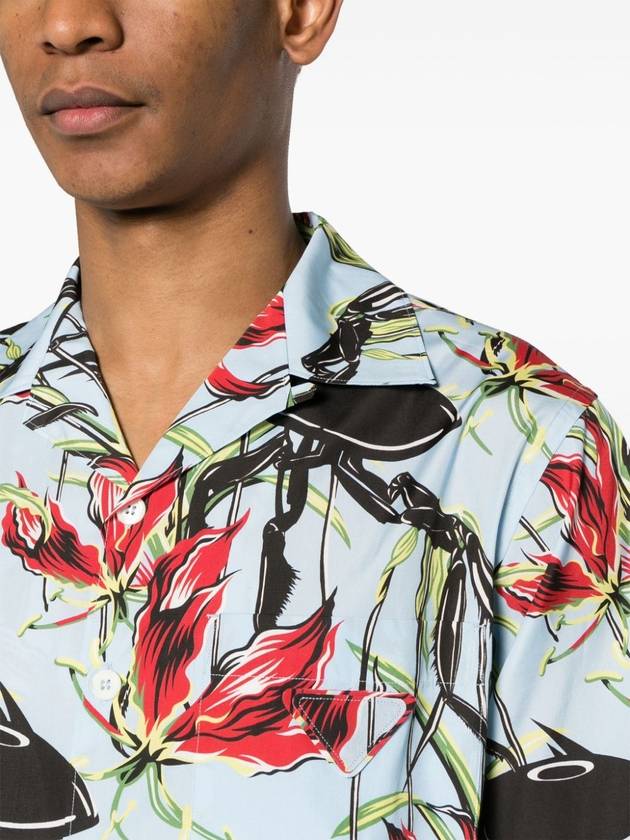 floral-print cotton shirt - PRADA - BALAAN 5