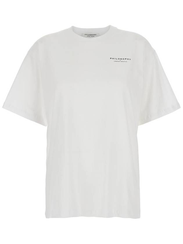 White T-Shirt With Maxi Logo Printed On The Back In Cotton Woman - PHILOSOPHY DI LORENZO SERAFINI - BALAAN 1