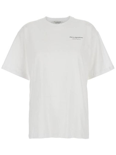 White T-Shirt With Maxi Logo Printed On The Back In Cotton Woman - PHILOSOPHY DI LORENZO SERAFINI - BALAAN 1