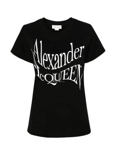 Logo Printed Crewneck Short Sleeve T-Shirt Black - ALEXANDER MCQUEEN - BALAAN 2