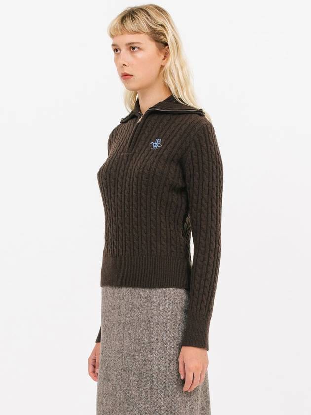 JK Half Zip-Up Cable Knit Top Choco - JUN BY JUN K - BALAAN 3