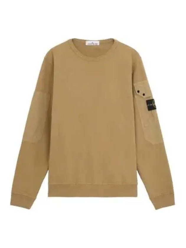 Brushed Organic Cotton Fleece Sweatshirt Beige - STONE ISLAND - BALAAN 3