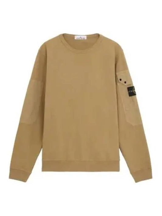 Brushed Organic Cotton Fleece Sweatshirt Beige - STONE ISLAND - BALAAN 2