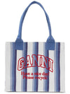 Large Striped Canvas Tote Bag Blue - GANNI - BALAAN 2