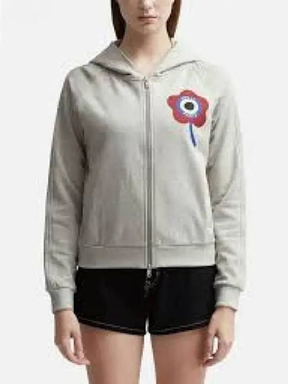 Women's Target Flower Cotton Zip-Up Hoodie Grey - KENZO - BALAAN 2