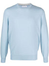 Round Neck Pure Cashmere Knit Top Light Blue - BRUNELLO CUCINELLI - BALAAN 1