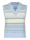 Striped Soft Wool Gilet Vest Light Blue - GANNI - BALAAN 2