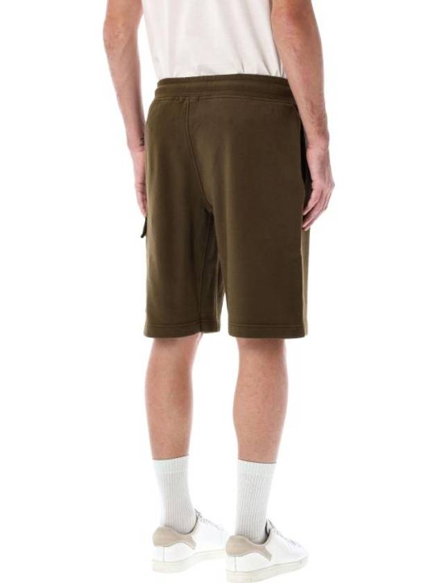 Cotton Diagonal Fleece Cargo Shorts Green - CP COMPANY - BALAAN 3